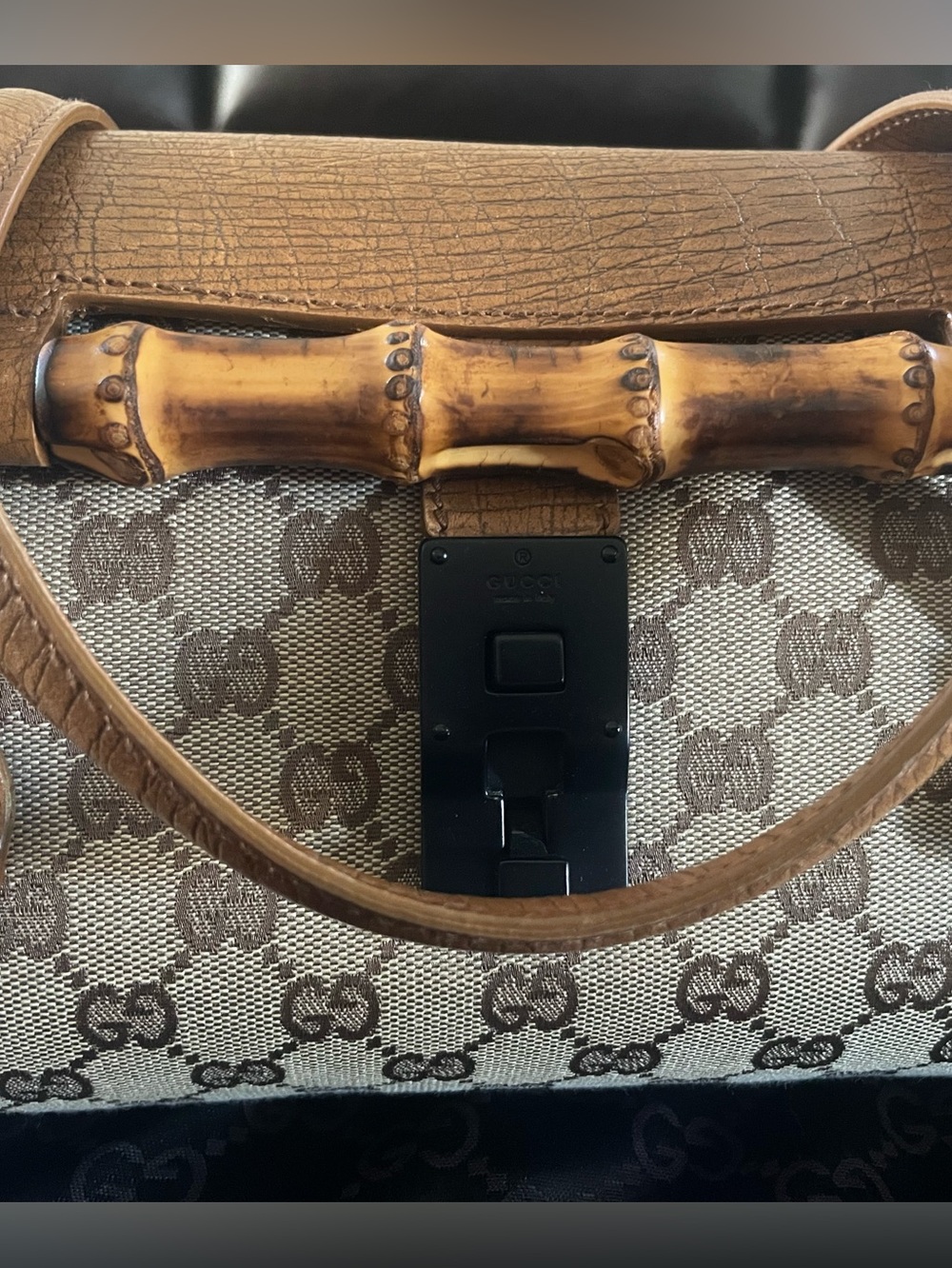 Gucci Vintage Tom Ford Bamboo Canvas Cylinder Satchel Bag - Picture 5 of 15